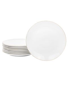 Gibson Home Ogalla 8 Piece 7.5 Inch Gold Banded Fine Ceramic Dessert Plate Set