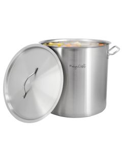 MegaChef Professional Kitchen 38.5 Quart Round Stainless Steel Stock Pot with Lid