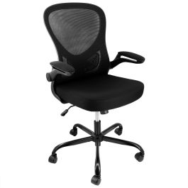 Elama Mid Back Adjustable Mesh and Fabric Rolling Office Chair in Black